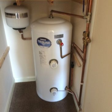 New direct unvented hot water cylinder installed