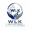 Logo of WLK Helping Hands with a dove and hands symbol.