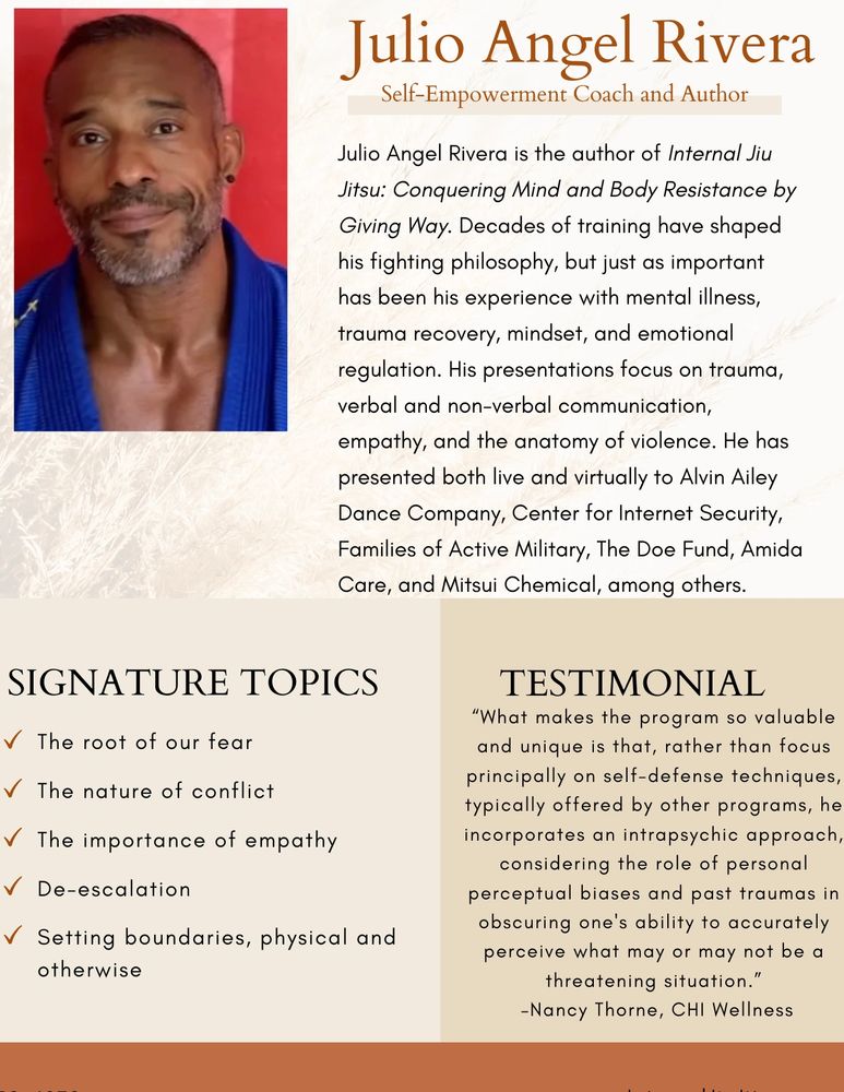 Julio Angel Rivera speaker one sheet.