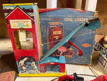 Vintage Wolverine Automatic Coal Loader toy with box.