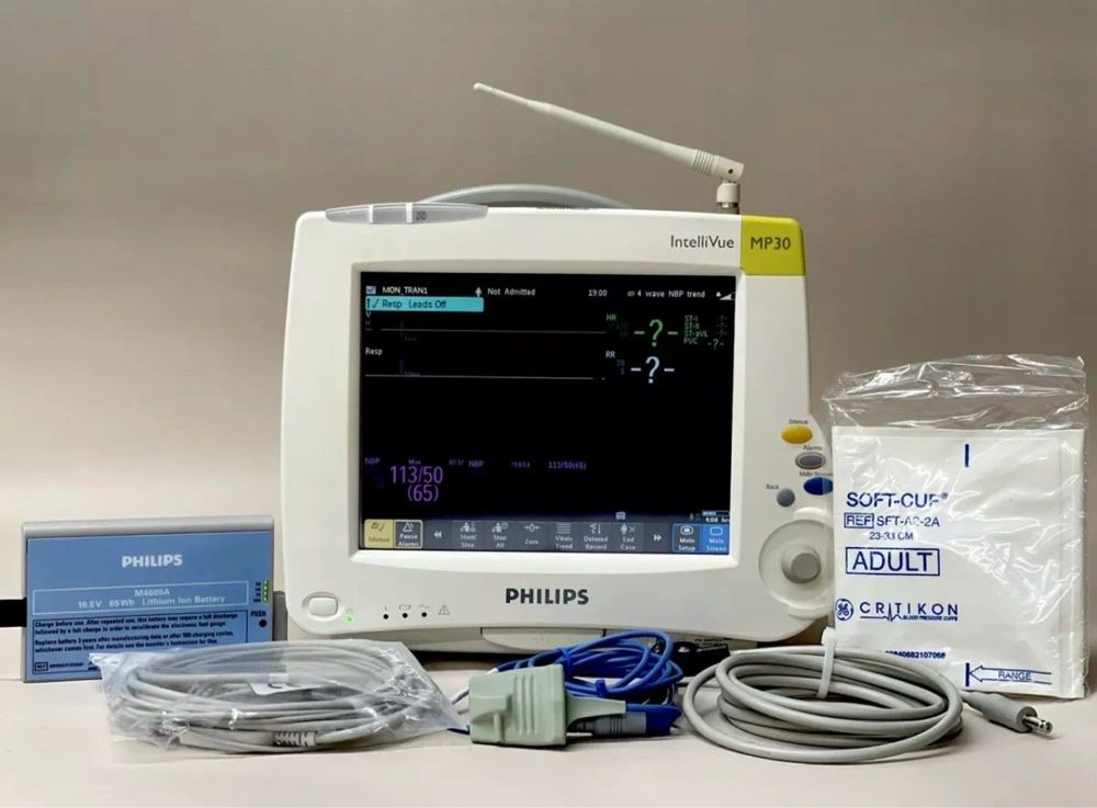 PHILIPS INTELLIVUE MP30 CO2 PATIENT MONITOR WITH M3001A AND M3015A MODULE