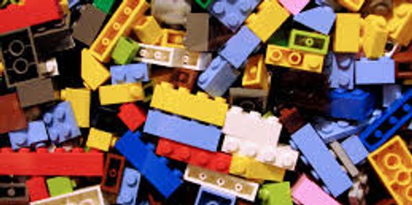 A colorful pile of lego bricks.