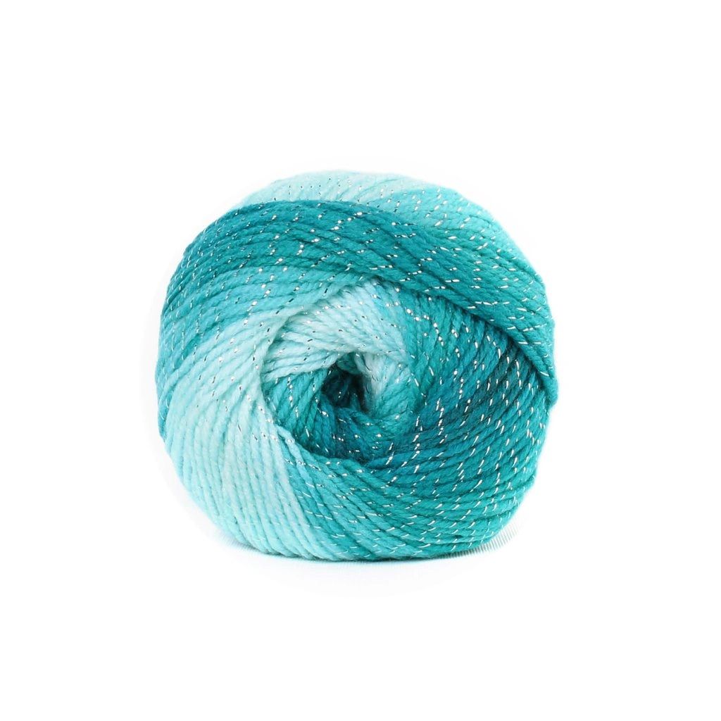 Sparkle Glitter Teal Blue - Papatya Batik Silver Gradient 100g 100% Acrylic  DK Wool Ball