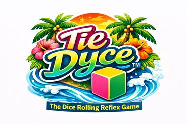 Colorful logo for the Tie Dyce dice rolling reflex game.