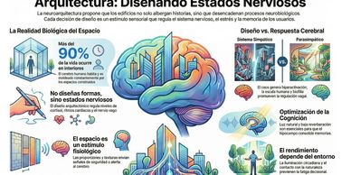Infografía sobre neuroarquitectura y diseño de espacios que reducen el estrés.