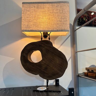 Driftwood lamp with natural wood grain by Sea Drift Decor, blending organic coastal design with func