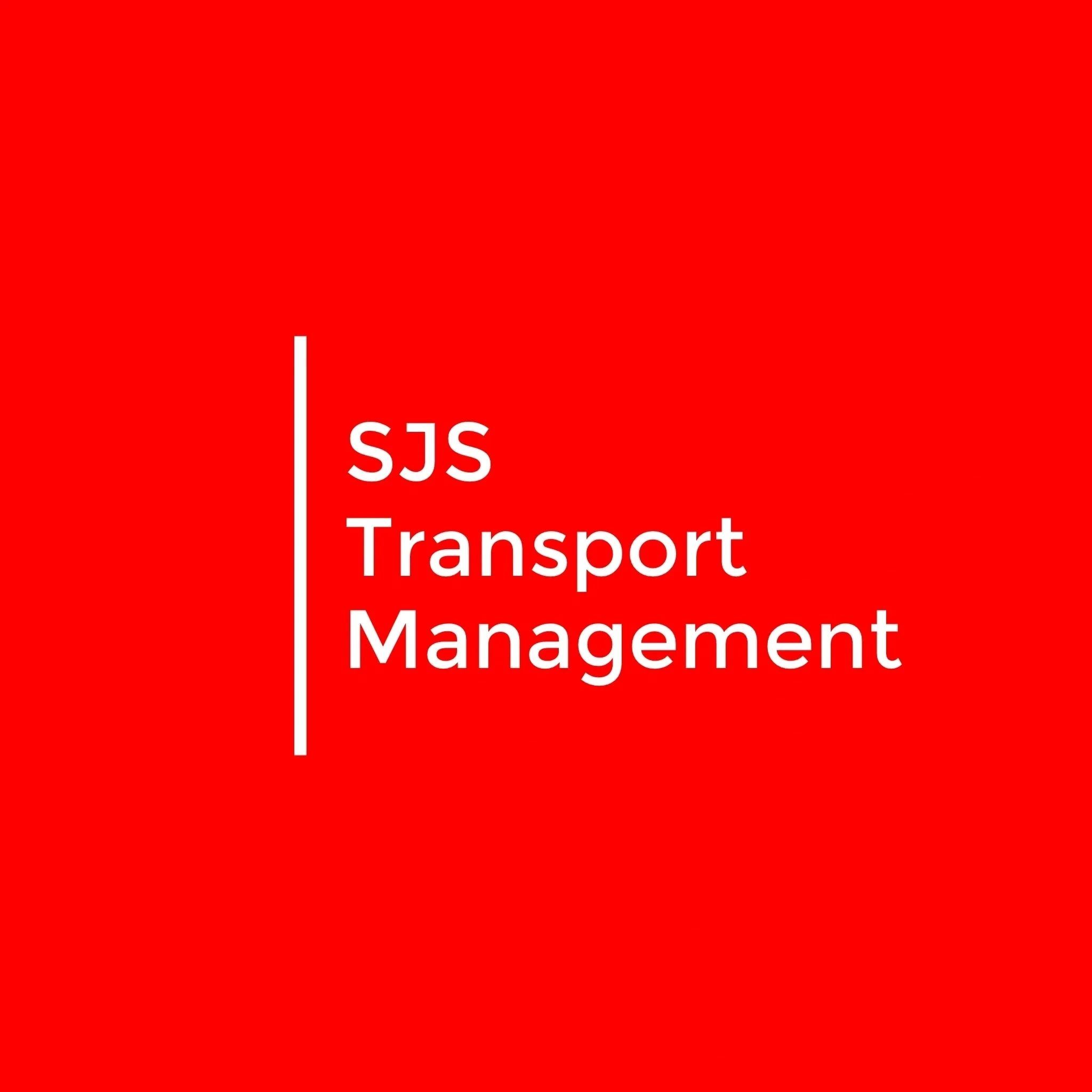 SJS Transport Management logo on a red background.