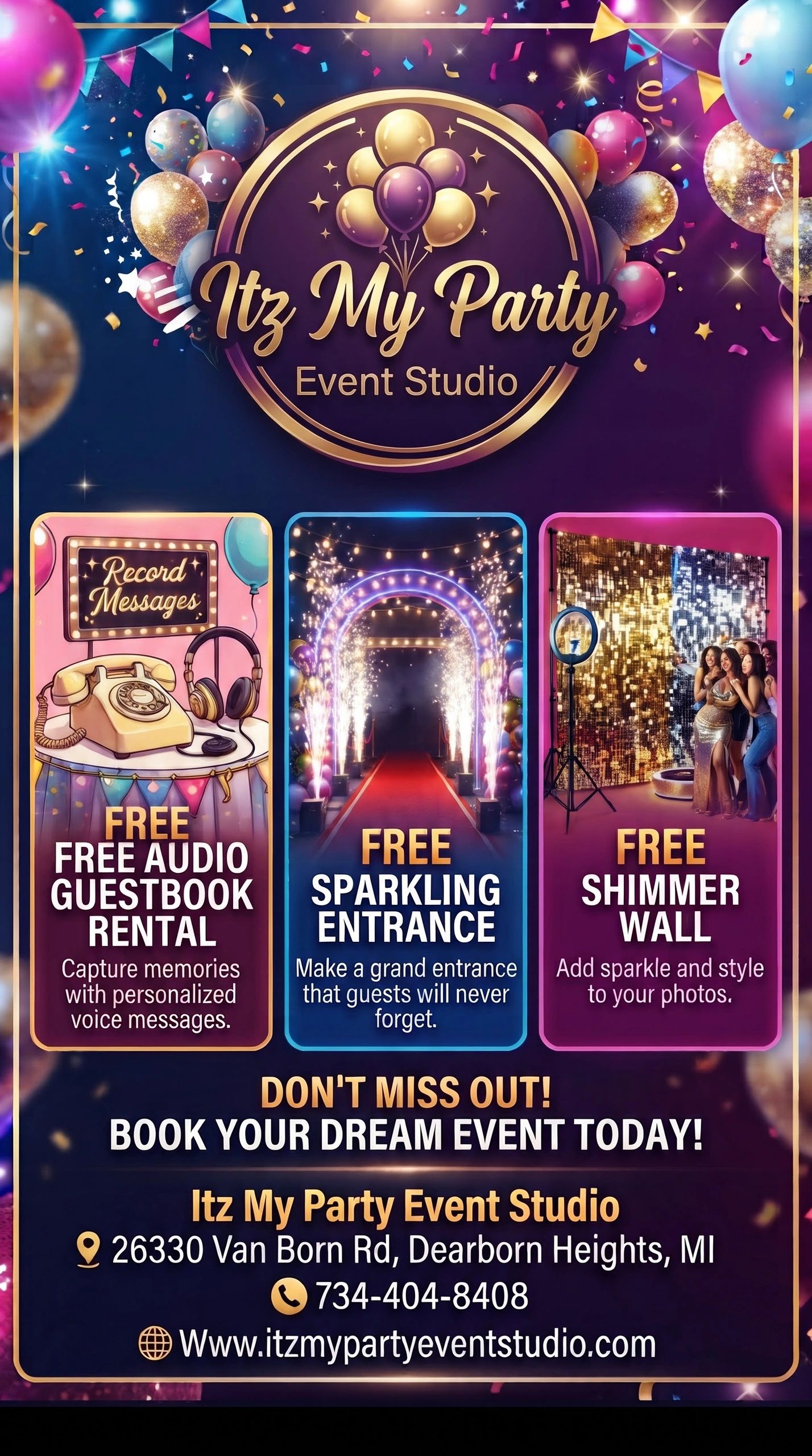 Book Any Flexible 6 Hours or Decor Package and take advantage of any bonus of your choice. 
Book soo