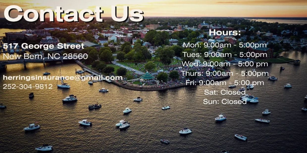 Contact info and hours for a business in New Bern, NC.