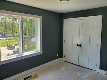 window trim, door trim. wood trim, painted trim, white trim