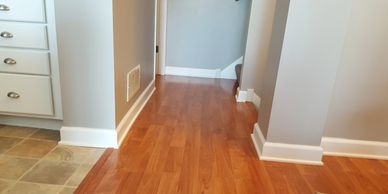 Baseboards, shoe molding, trim carpentry, home renovation, dining room remodel