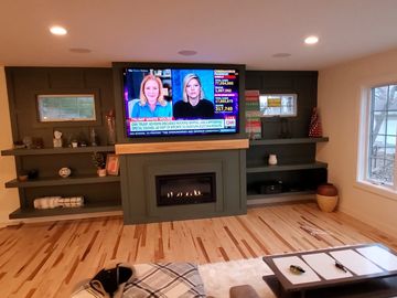 Built in, custom, hardwood, baseboard, trim, casing, window trim, door trim, painted, floating shelf