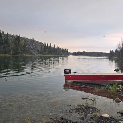 A canoe on the Yellowknife River. 
