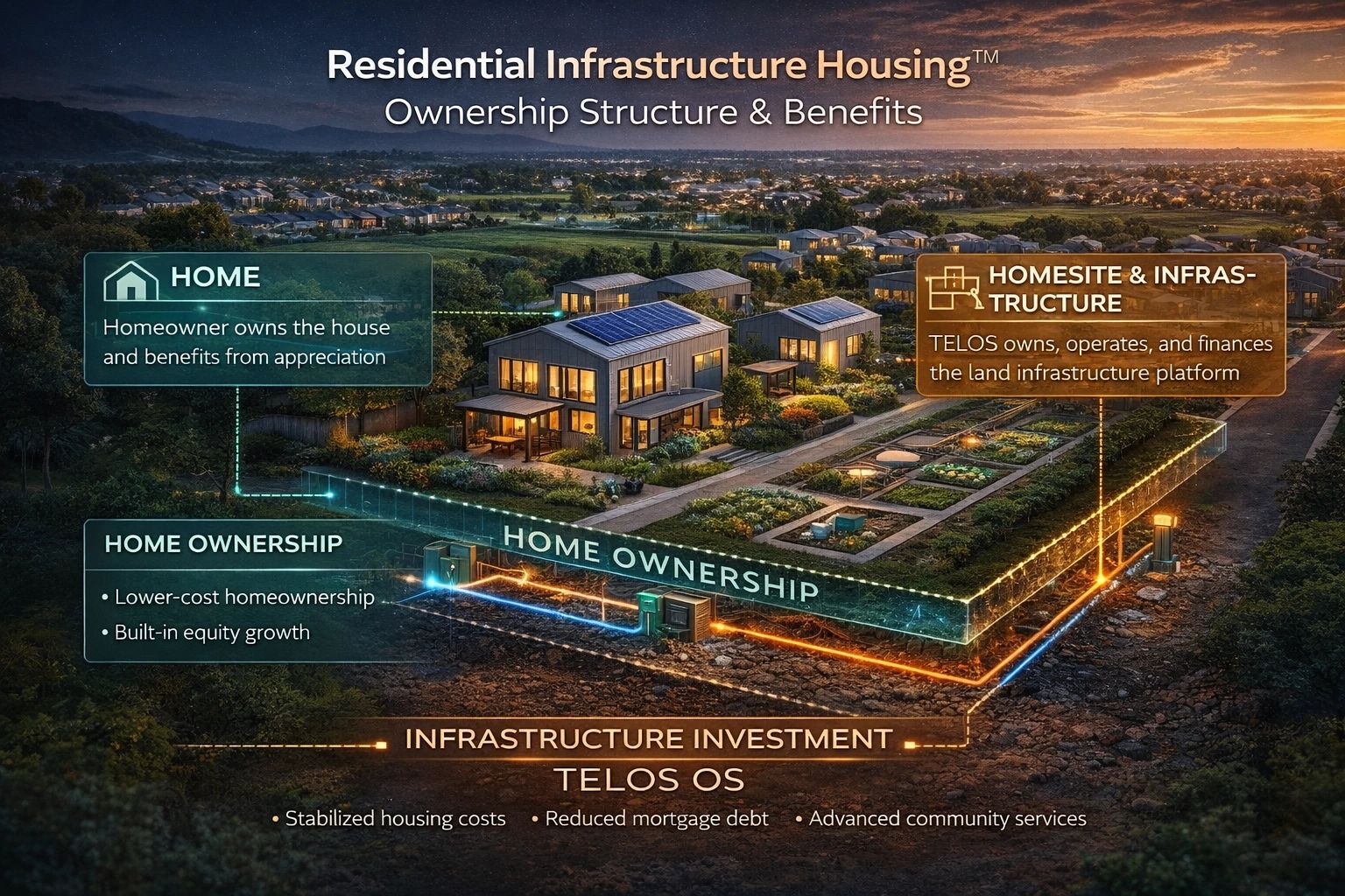 Diagram explaining Residential Infrastructure Housing ownership and benefits.