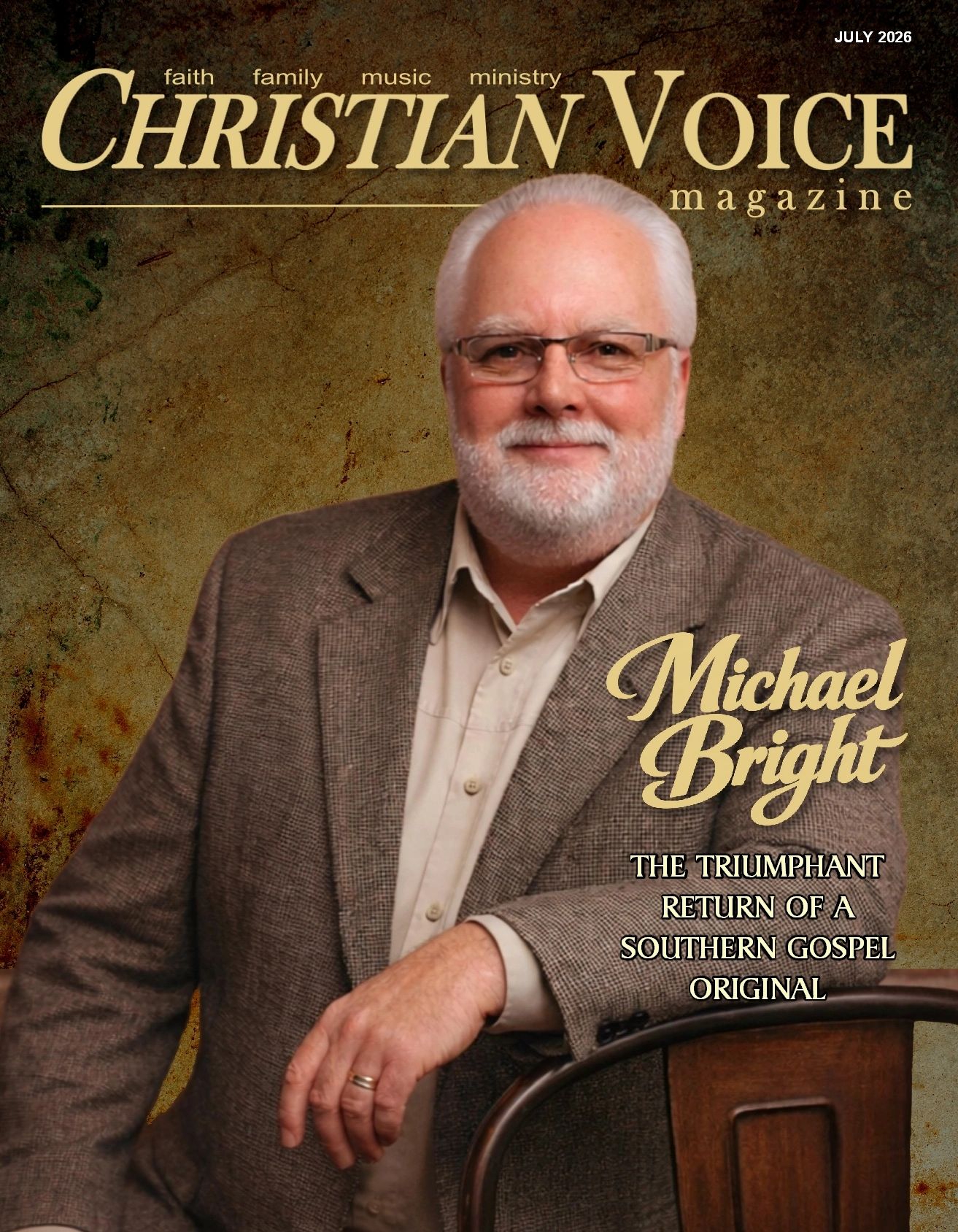 Michael Bright on the cover of Christian Voice Magazine July 2026 edition.