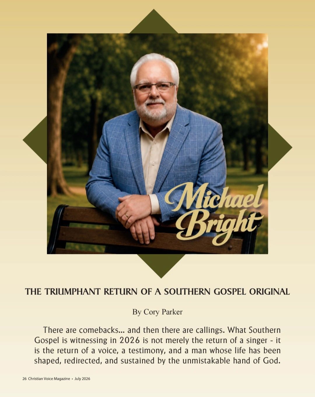 Michael Bright, Southern Gospel artist, returns in 2026.