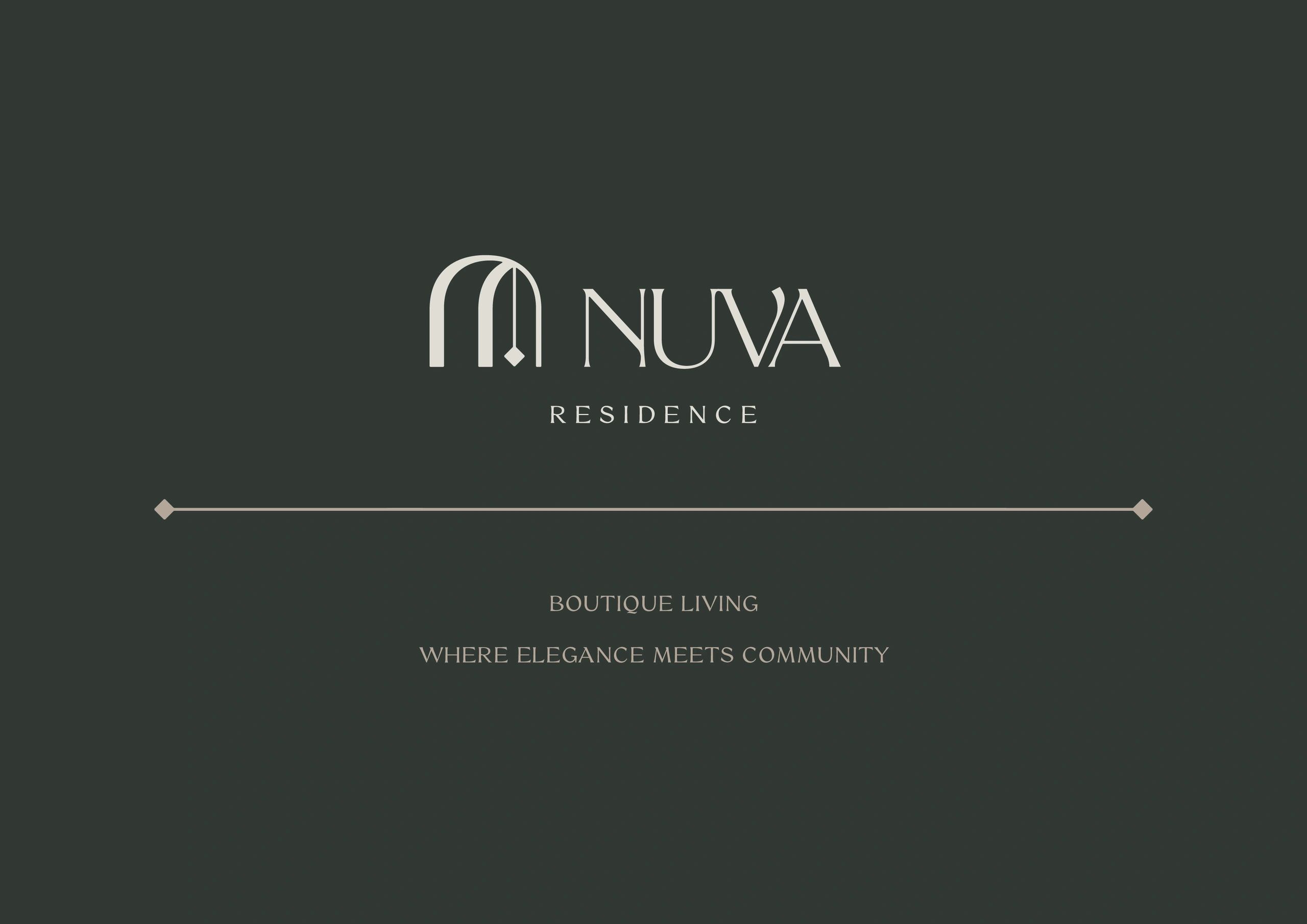 Logo for Nuva Residence with tagline Boutique Living, Where Elegance Meets Community.