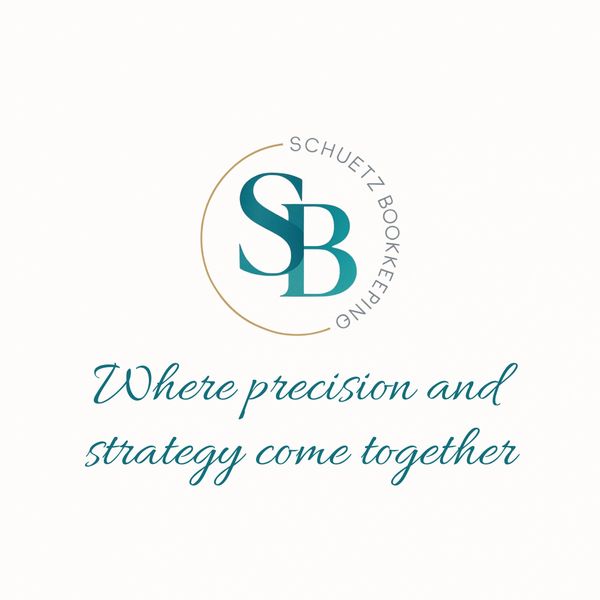 Logo of Schuetz Bookkeeping with slogan about precision and strategy.