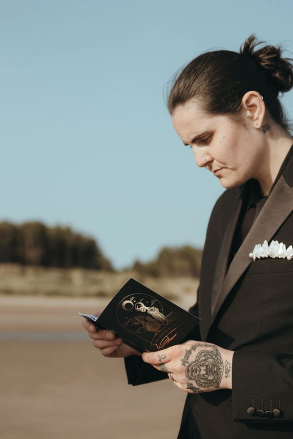 Wedding vows on Anglesey beach