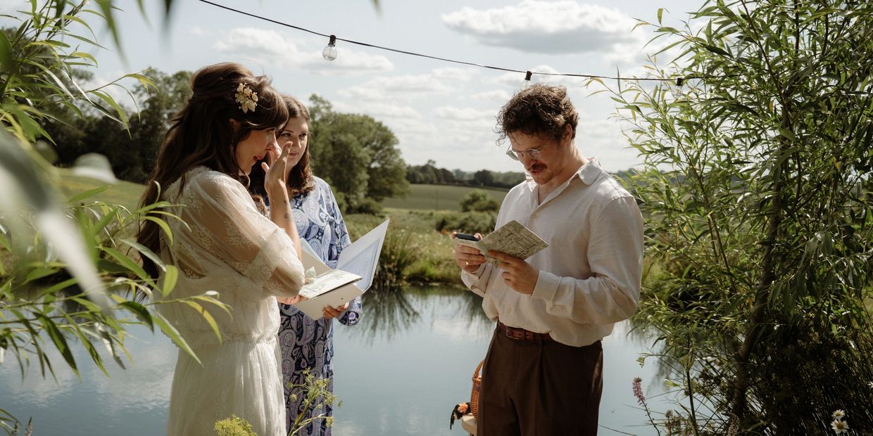 summer elopement vow renewal handfasting ceremony in nature