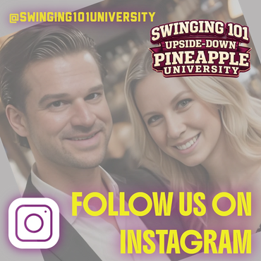 A man and woman smiling, promoting Swinging 101 University on Instagram.