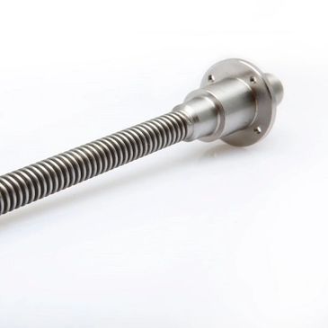 A long metal lead screw with a flange on one end.