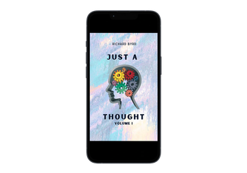 Book cover titled "Just a Thought" by Richard Byrd displayed on a smartphone.