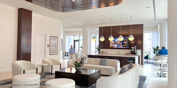 ICON Marina Village, West Palm Beach, lounge area and coffee bar