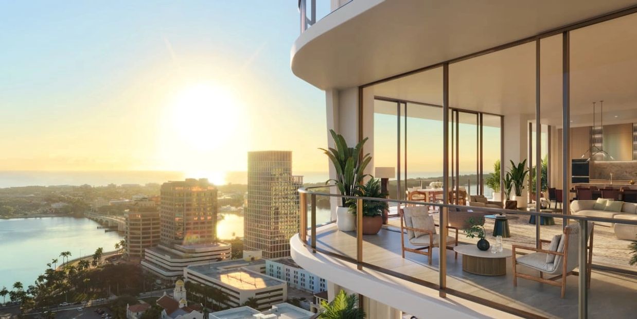 Banyan Tree Residences West Palm Beach, view from living room and balcony.