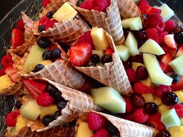 These Ice Cream Cone Fruit Cups are great for pool parties, backyard BBQs and make the perfect after