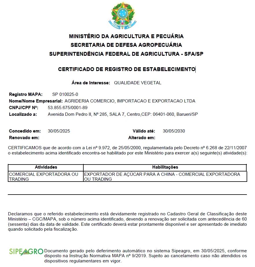 ESTABLISHMENT REGISTRATION CERTIFICATE -OFFICE