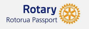 Rotary Rotorua Passport logo with rotary wheel emblem.