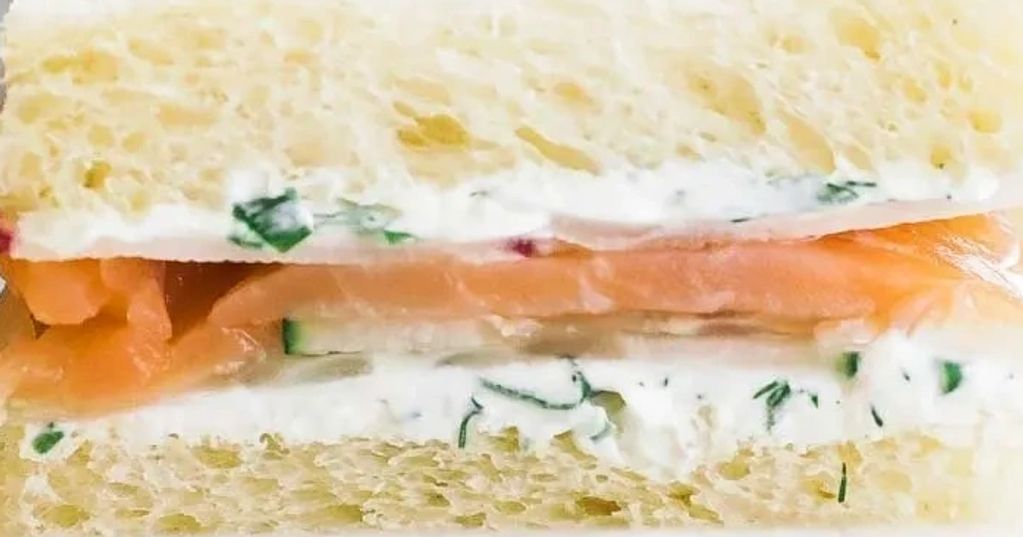 Smoked Salmon, creamed cheese and cucumber sandwiches
