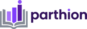 Parthion logo with an open book and bar graph.