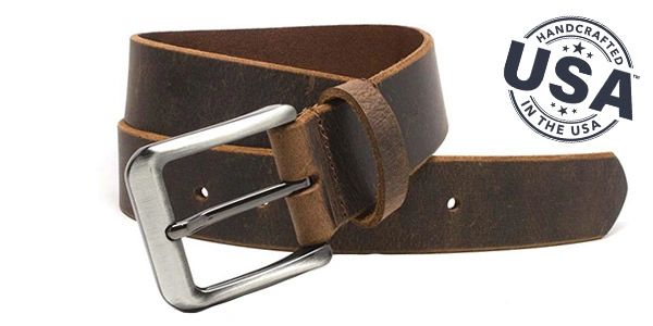 Cold Mountain Brown Leather Belt with Bottle Opener Buckle