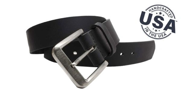 Silver Square Titanium Brown Belt Genuine Leather Belt with Certified Nickel Free Titanium Buckle