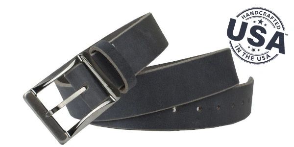 Silver Square Titanium Brown Belt Genuine Leather Belt with Certified Nickel Free Titanium Buckle