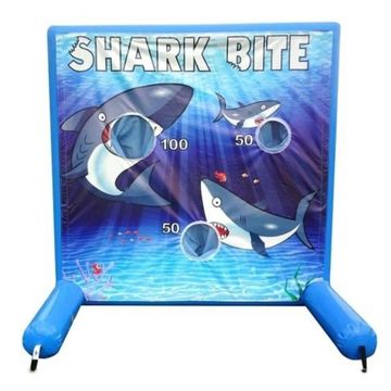 Shark Bite Inflatable Game. Comes with bait fish or soft ball. Also
Comes with inflatable hand pump.