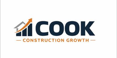 Logo for Cook Construction Growth with upward graph and house roof.