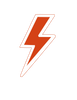Orange lightning bolt icon with white and black outline.