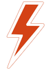 Red and white lightning bolt symbol.