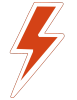 Orange and white lightning bolt icon.