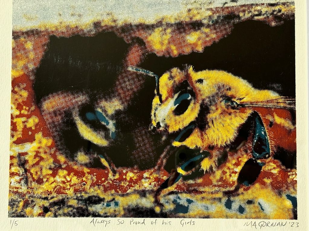 Honeybees on open frame
