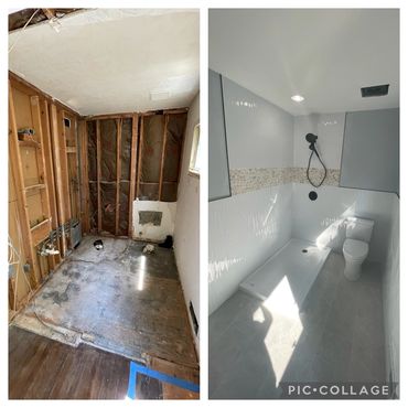 Bathroom renovation before and after.