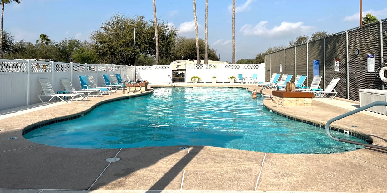 Fantastic view at the pool at Texas Trails RV Resort