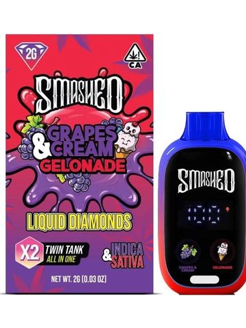 Smashed Grapes &amp; Cream Gelonade vape with liquid diamonds, indica &amp; sativa.