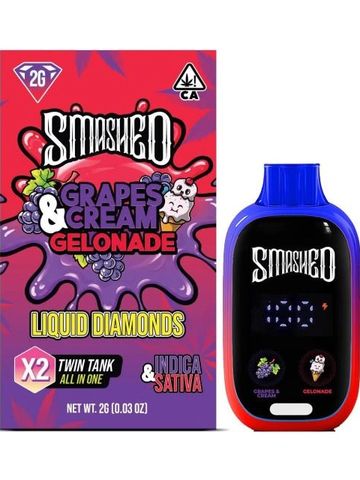 Smashed Grapes &amp; Cream Gelonade vape with liquid diamonds, indica &amp; sativa.