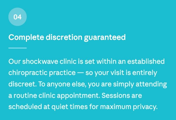 Information about shockwave clinic discretion and privacy.