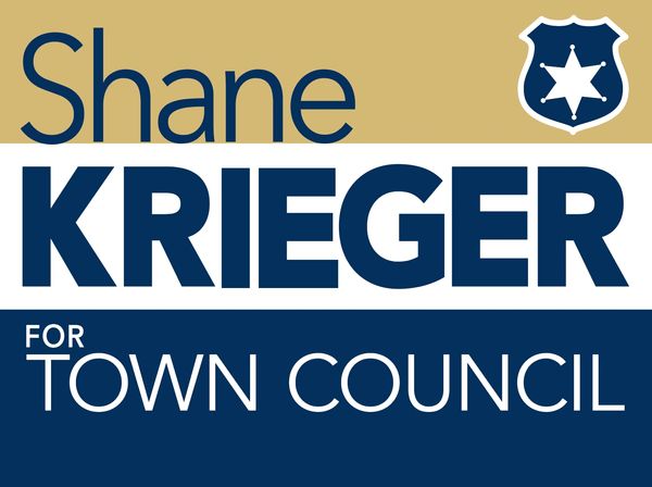 Campaign sign for Shane Krieger for town council.