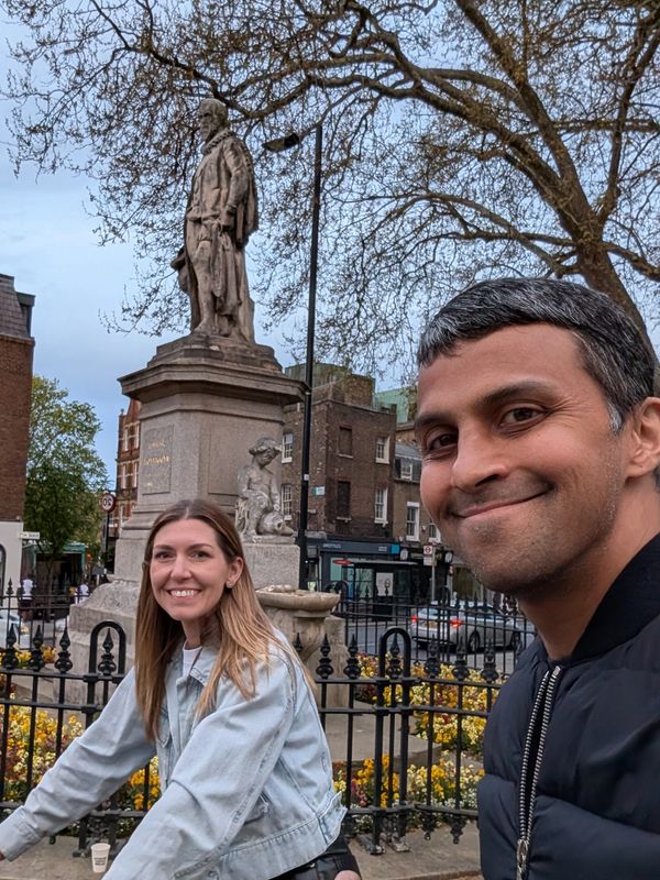 Cycling to dinner with my wife in London